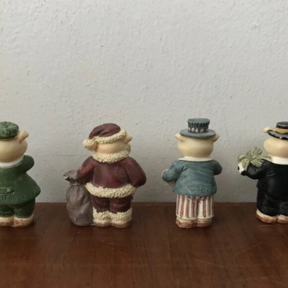 Vintage 1992 Russ Berrie Tender Heart Treasures Holiday Pig Figurines Lot of 8 - Picture 6 of 7